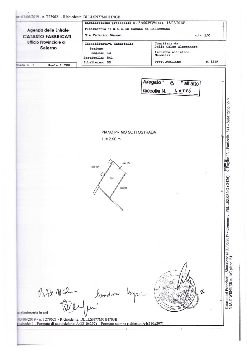 Planimetria del box auto